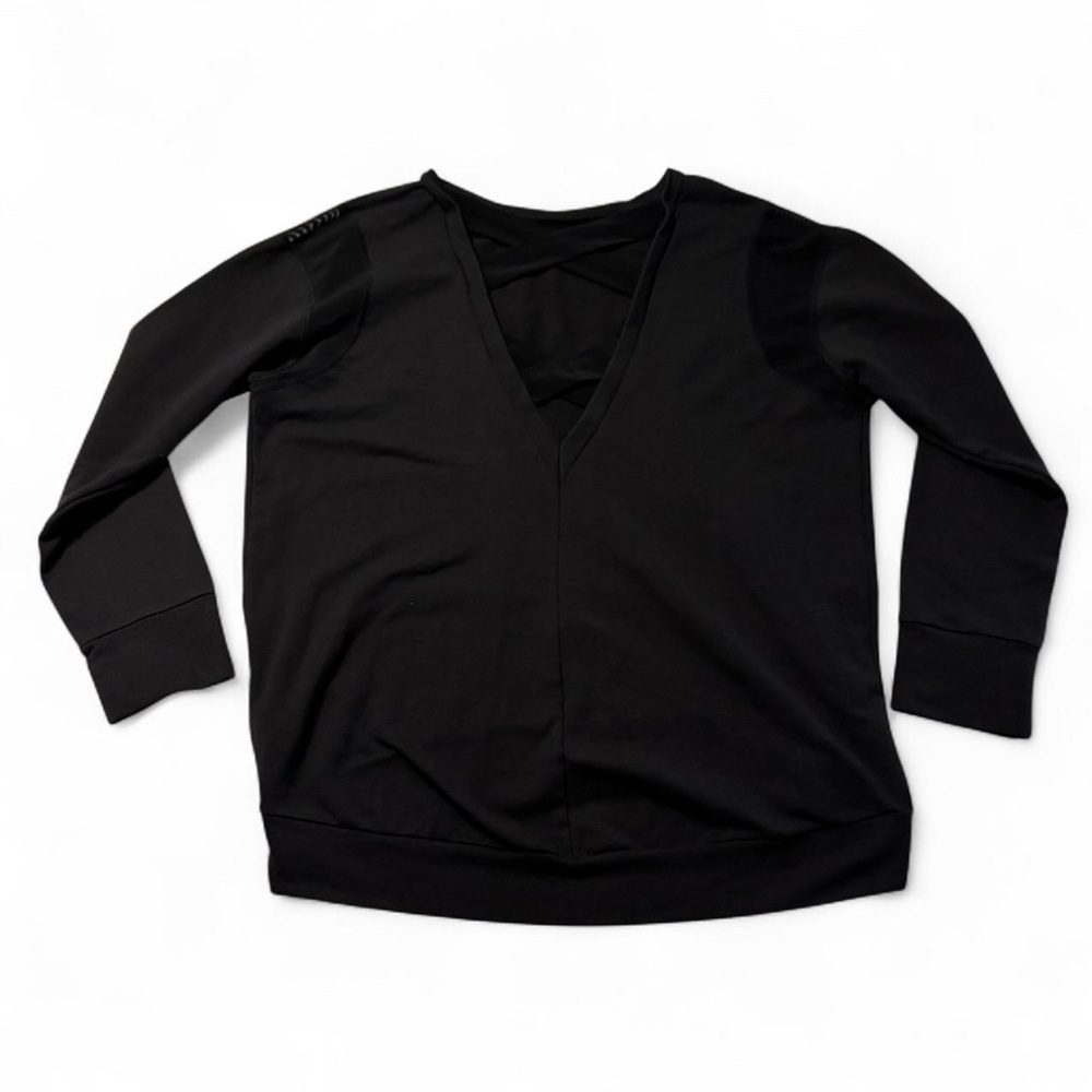 North Face Women's Large Criss Cross Mesh Sweatshirt Black Athleisure Workout
